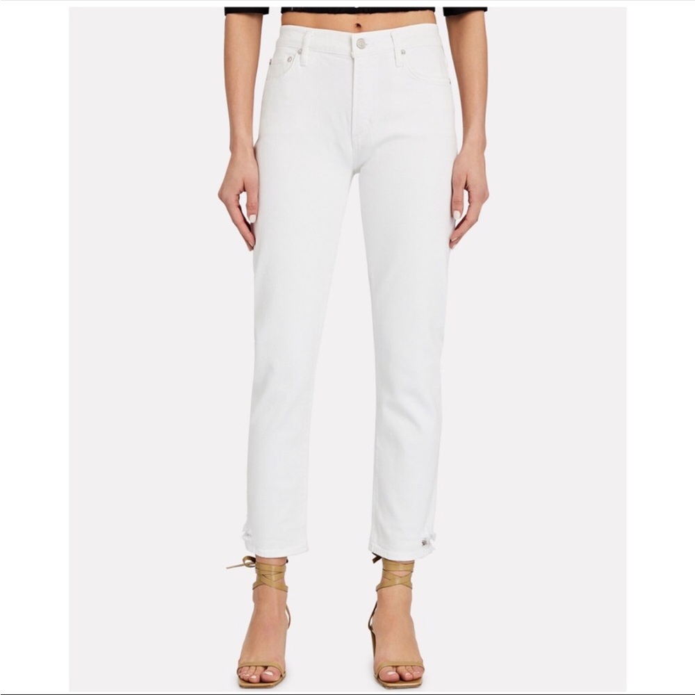 AGOLDE Toni High Rise Straight Leg Cropped White Denim Jeans